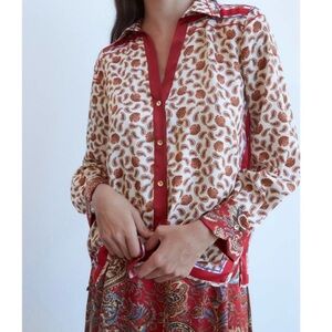 Zara Satin Effect Printed Blouse